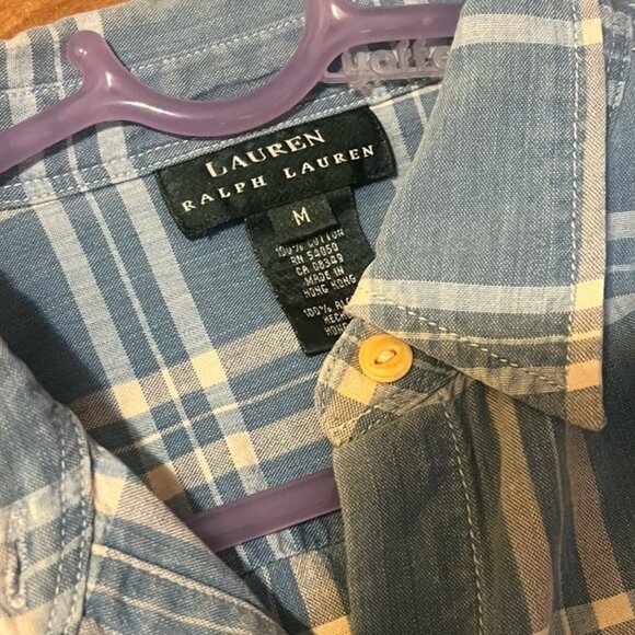 Ralph Lauren Blue Plaid Shirt Medium - Picture 4 of 5